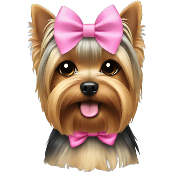 Yorkie with a pink bow emoji