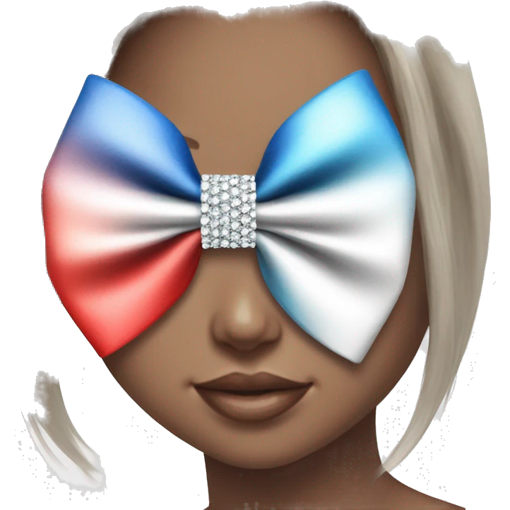 red blue and white bow with rhinestones cute  emoji
