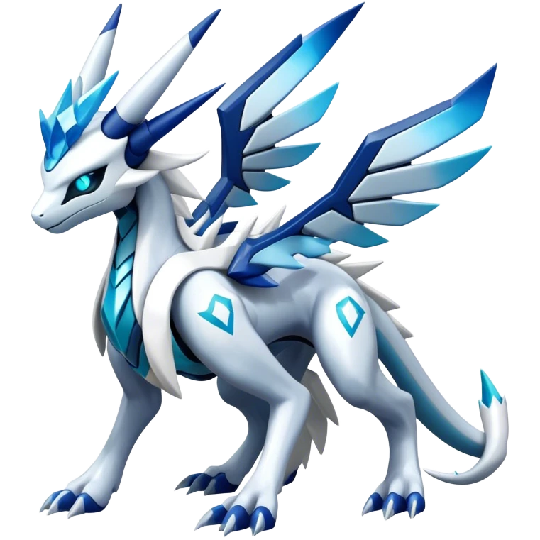 Futuristic Kyurem-reshiram-Glaceon-dialga-suicune-hybrid, full body emoji