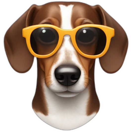 Dachshund dog face with white rounded sunglasses emoji
