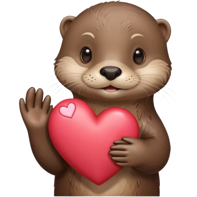 Otter with a heart behind her hand emoji
