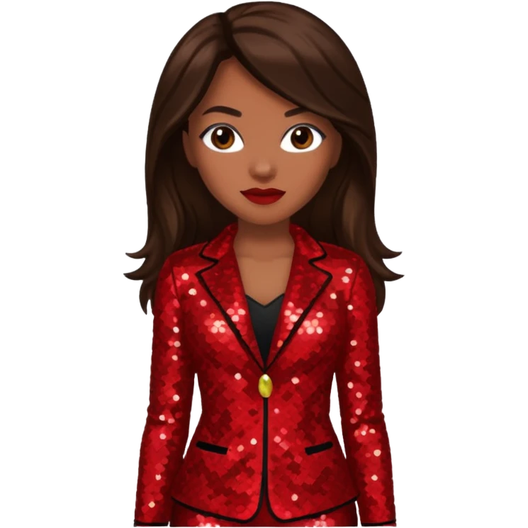 Tamika Scott from Xscape with long dark brown hair, red sequin outfit emoji