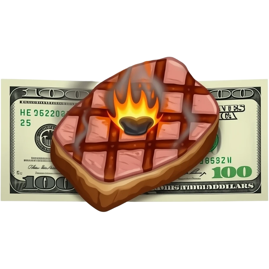 dollar bill with bbq meat on it emoji