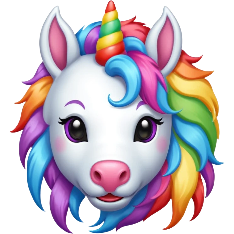 Rainbow colored unicorn with clown nose emoji