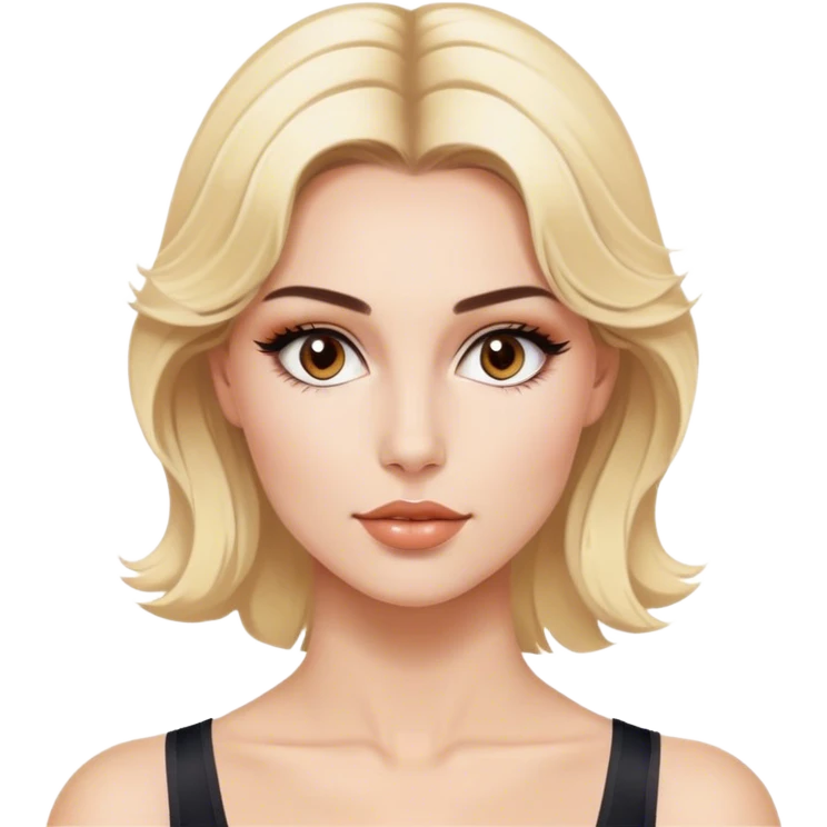Blonde model with brown eyes, 1980's Pilates, luxury makeup emoji