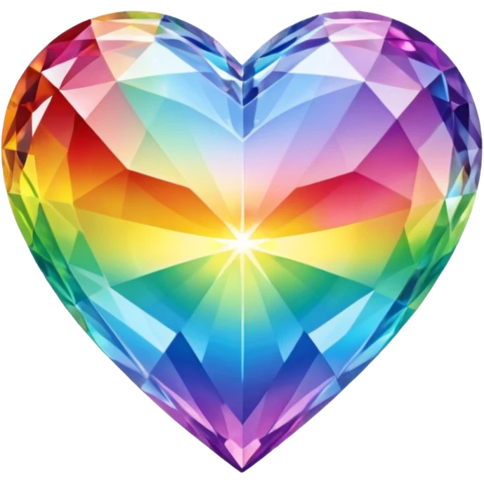 crystal heart emoji, rainbow colors, prismatic, light reflections emoji