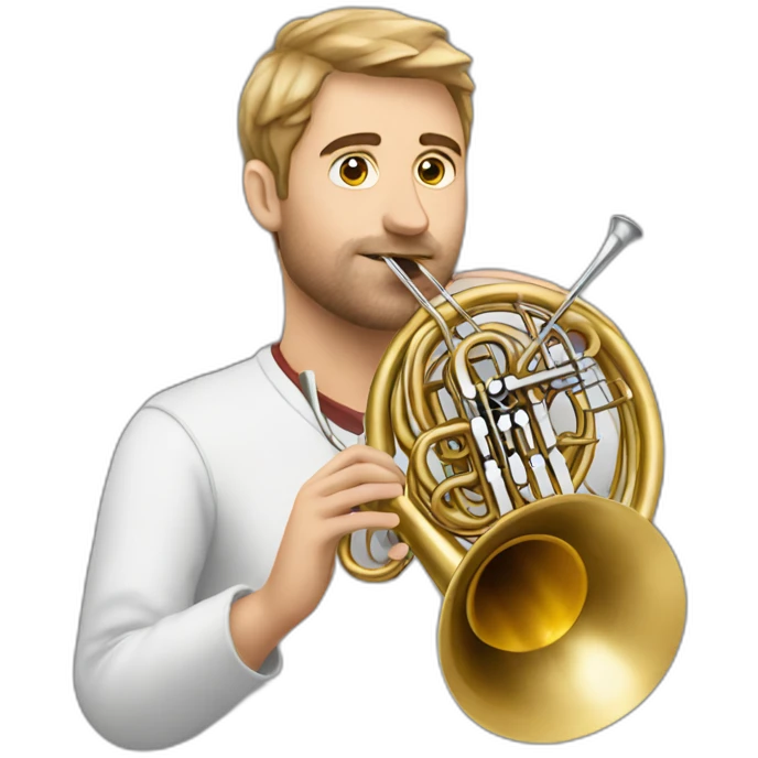Got playing a French horn emoji
