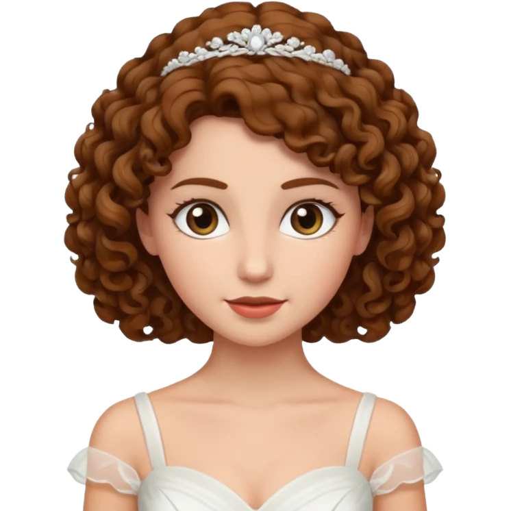 A bride with a curly brown hair emoji