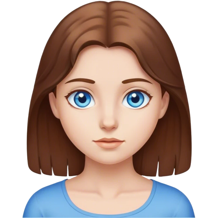 brown haired girl portrait with blue eyes emoji