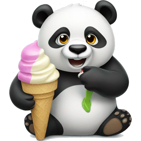Panda eating ice cream emoji