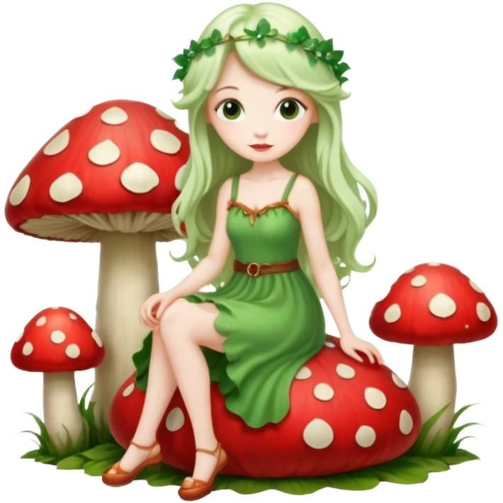 Fairy sitting on mushroom emoji