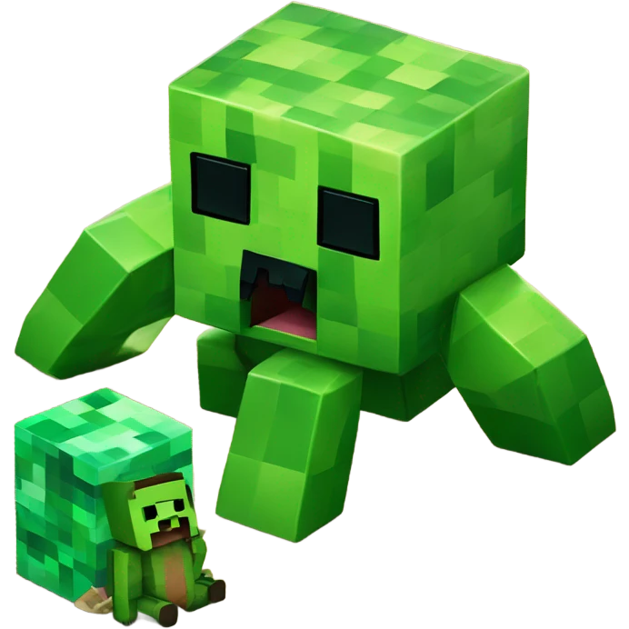 Minecraft creeper with a baby crawling on the ground emoji
