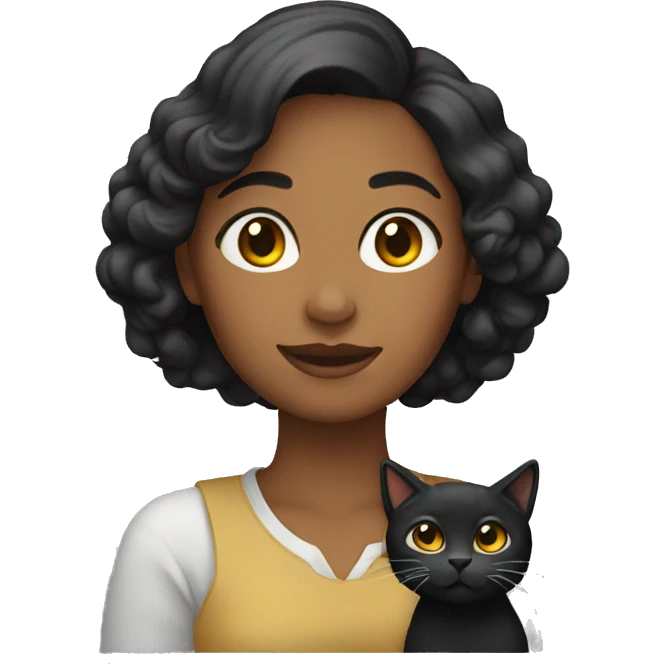Una mujer con un gatito negro  emoji