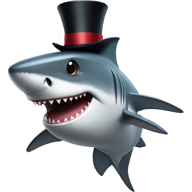 Shark with a top hat emoji
