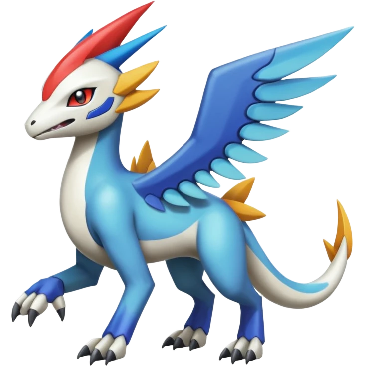 Colorful Meloetta-Latios-Wargreymon-Sergal-Pokémon-Digimon-Fakémon-fusion-hybrid-creature emoji