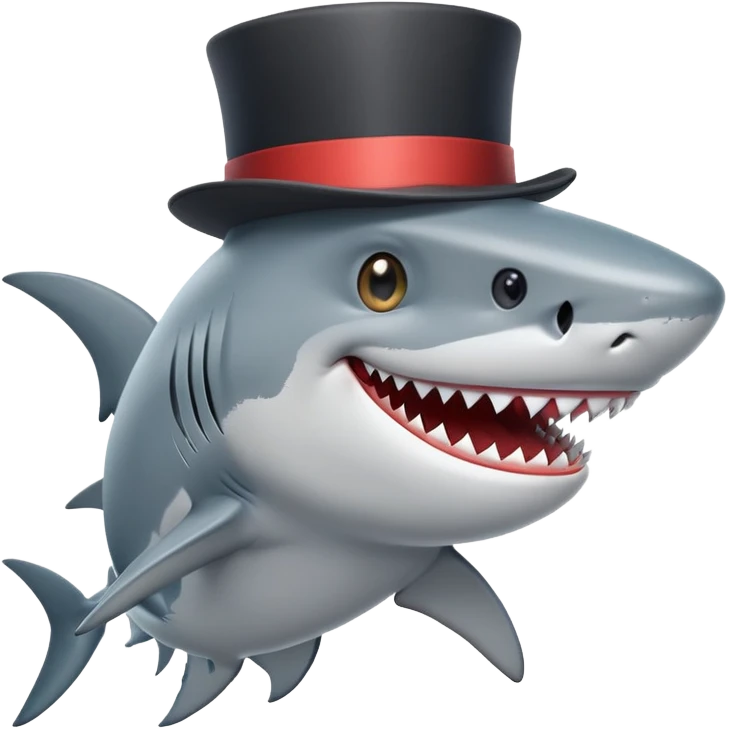 Shark with a top hat emoji