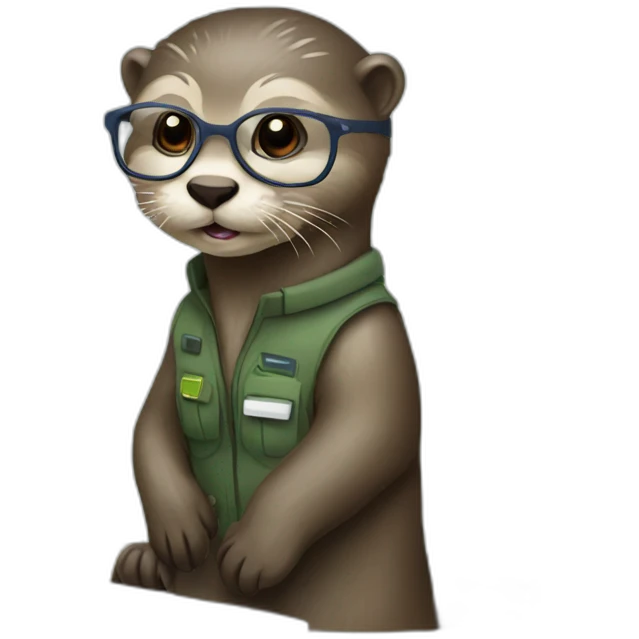female vet otter with glasses use a macbook emoji