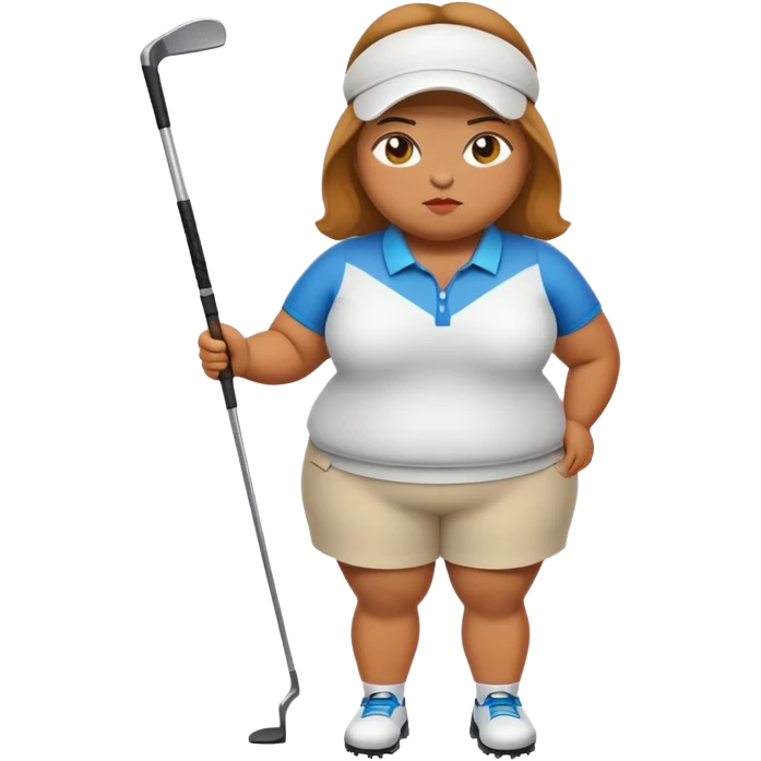 A fat girl golfing with golf cloths on emoji
