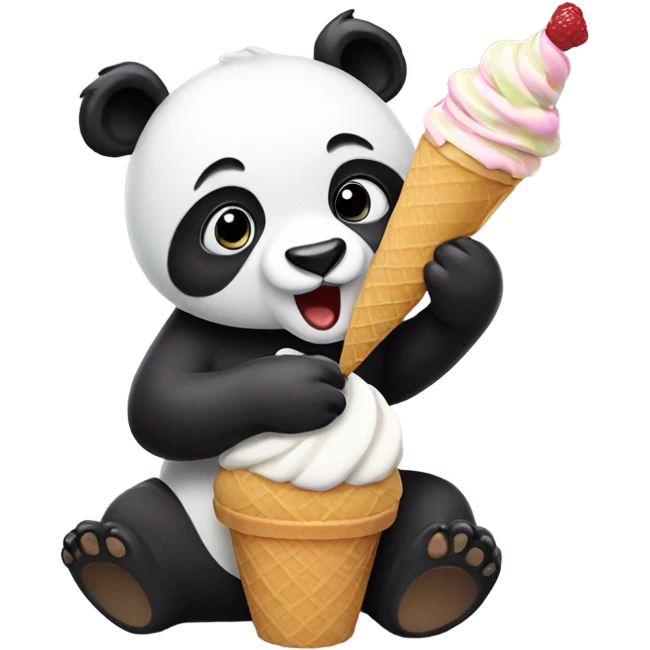 Panda eating ice cream emoji