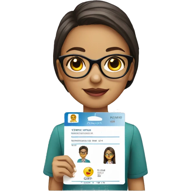Girl with glasses and office id card emoji