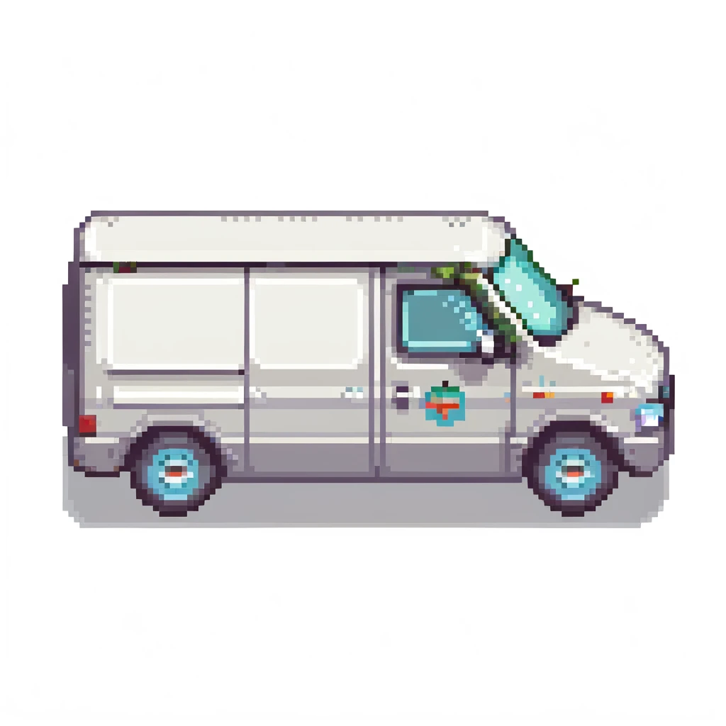 side profile of delivery van, minimalist design emoji