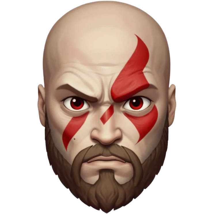 Visage de Kratos du jeu PlayStation a la perfection, c'est a dire que la marque rouge doit partir jusqu'à l'arrière du crâne et il n'a rien du côté de l'oeil droit donc gauche pour moi  emoji
