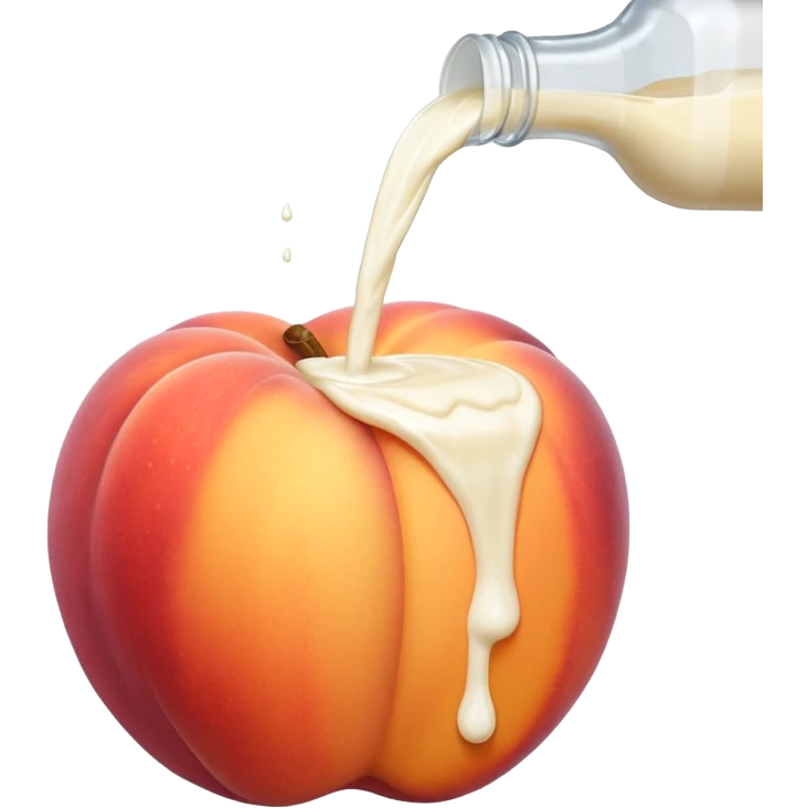 Peach with milk poured on it  emoji