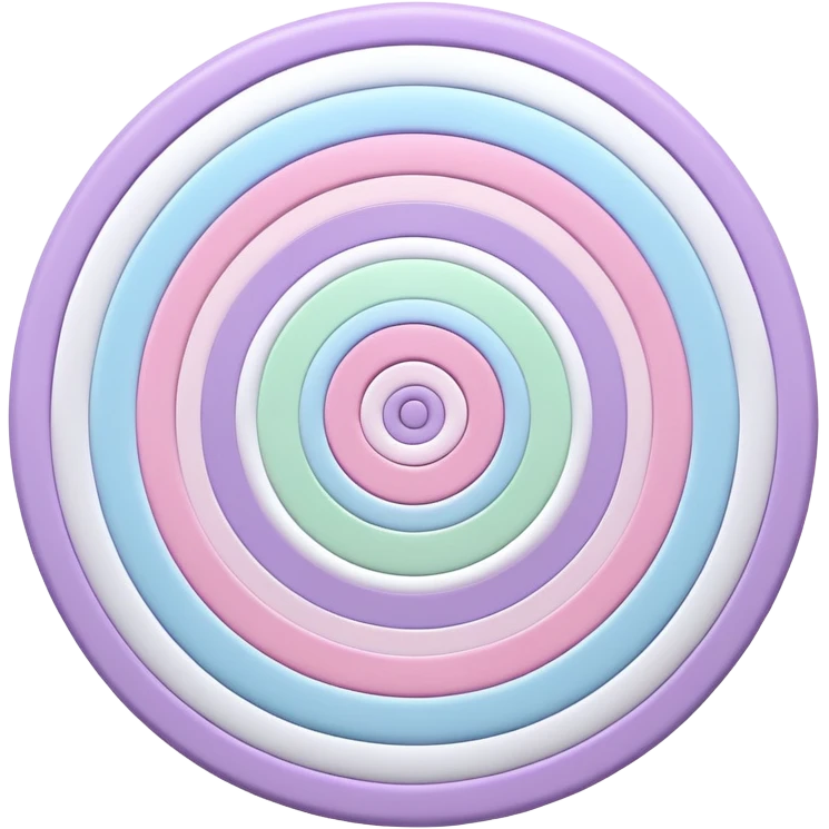 A bullseye target with pastel spring colors: pink, light blue, lavender, and light green rings emoji