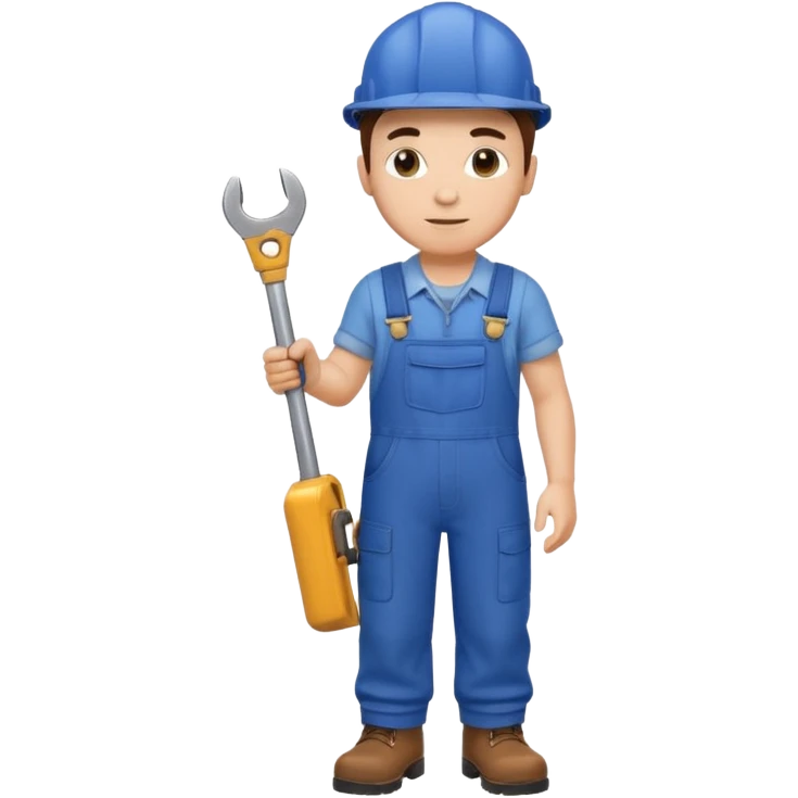railway engineer in overalls, boots, holding a spanner emoji