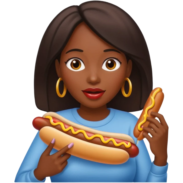 black woman eating hot dog  emoji
