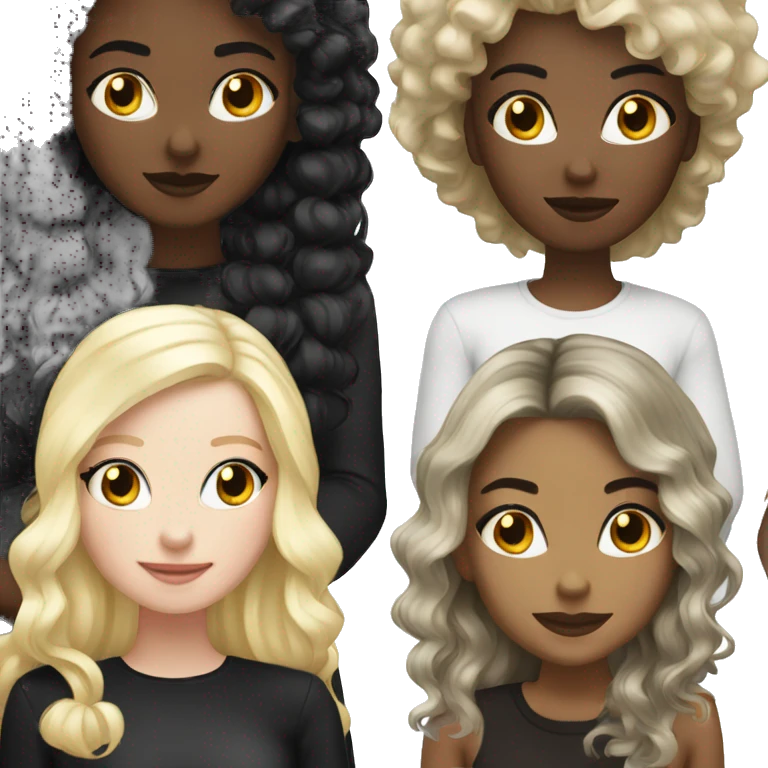 Black girl black hair and white blonde girl party emoji