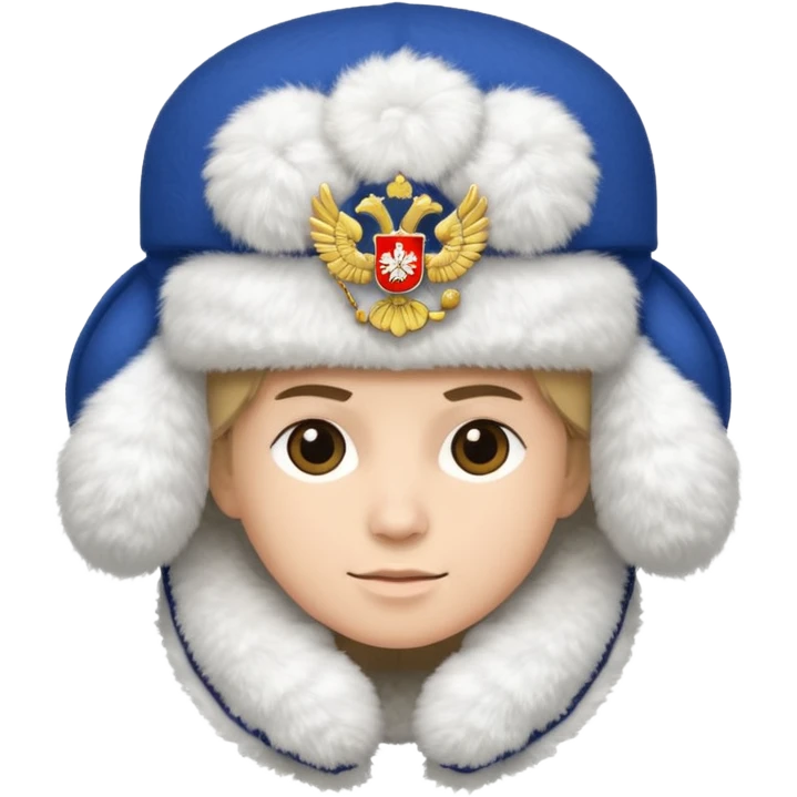 Русская белая шапка ушанка с русским гербом, no background emoji