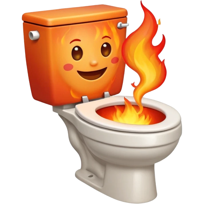 A smiling toilet with fire coming from its bowl emoji