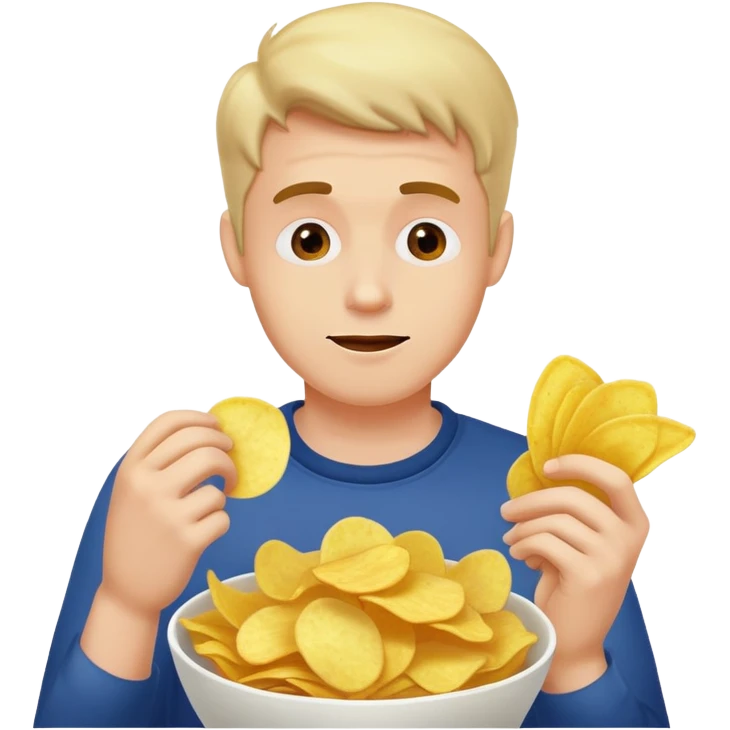 Man eating potato chips emoji