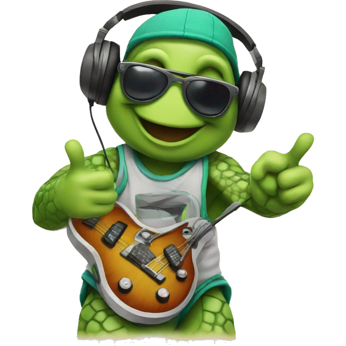 DJ turtle showing peace sign emoji