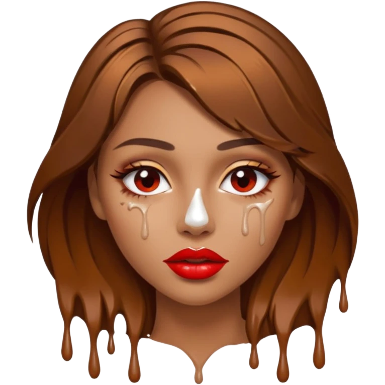 Brown Hair, Woman, white paint drip, face, hot, Sexy, lips emoji