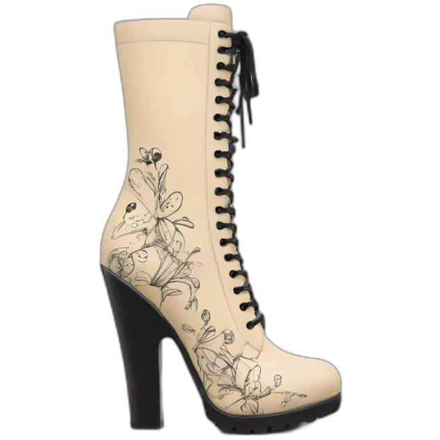 heels-boot-beige-with-black-doodles-zip emoji