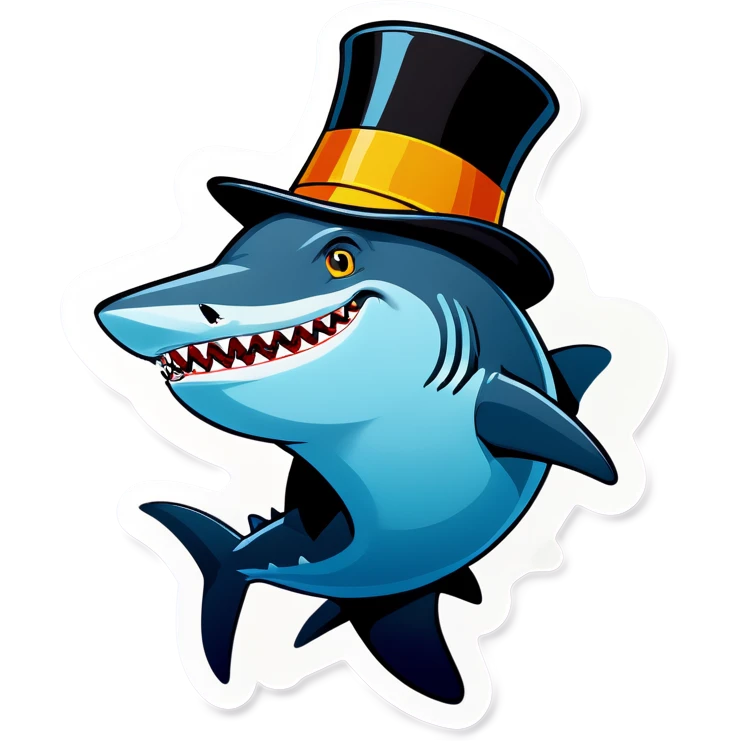 Shark with a top hat emoji