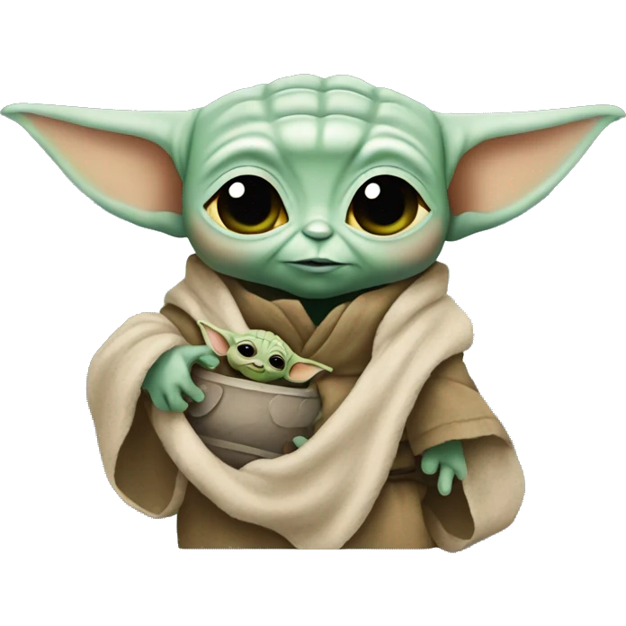 baby yoda holding an avatar doll emoji