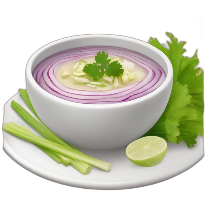 hot soup with the following ingredients sliced red onions, albacore, celery and yucca emoji