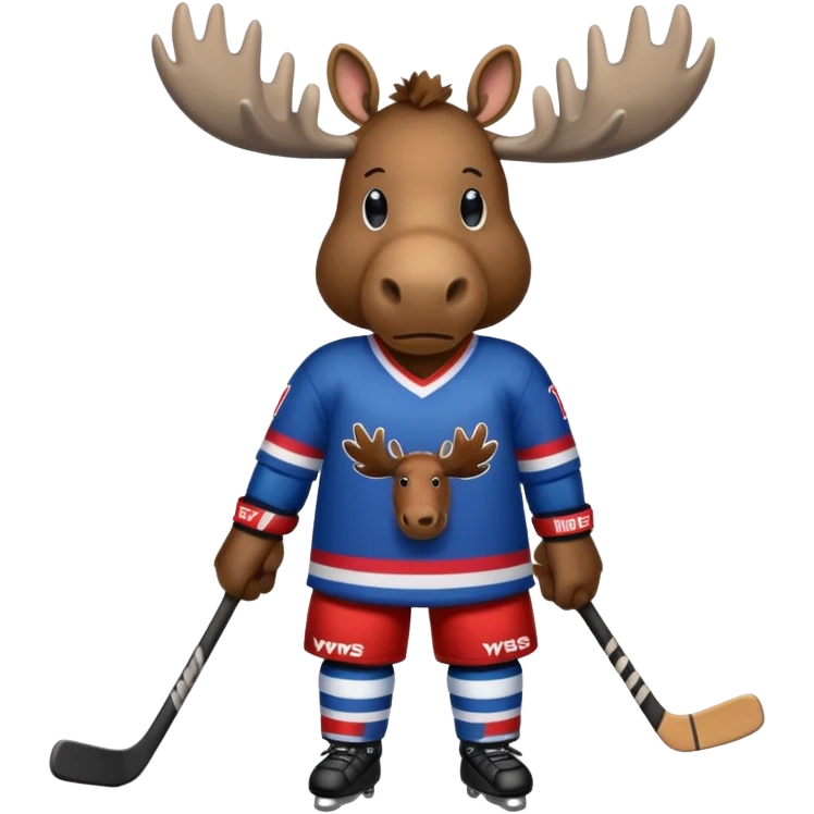 A moose with a hockey jersey with the letters YWS on it  emoji