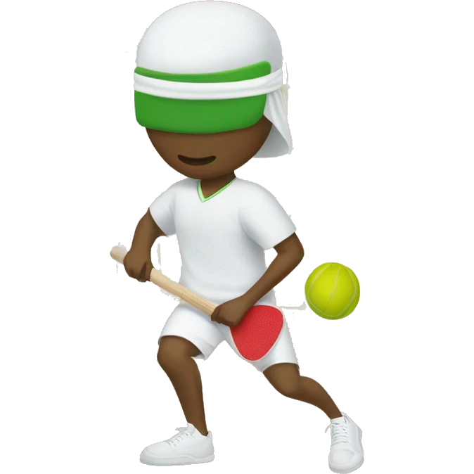White person blindfolded playing pickle ball emoji