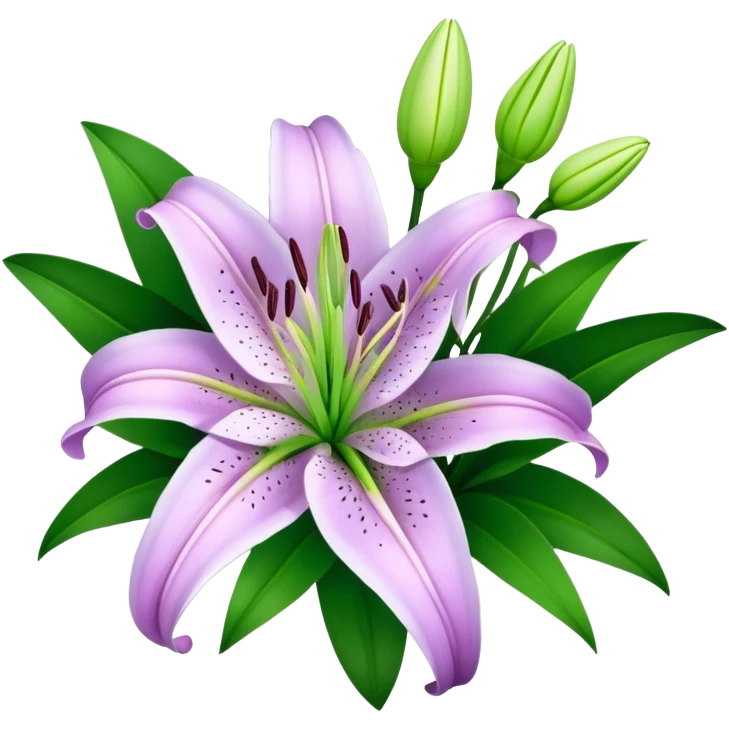 bouquet Light Purple Lily, luxuriant, leaf, bud emoji