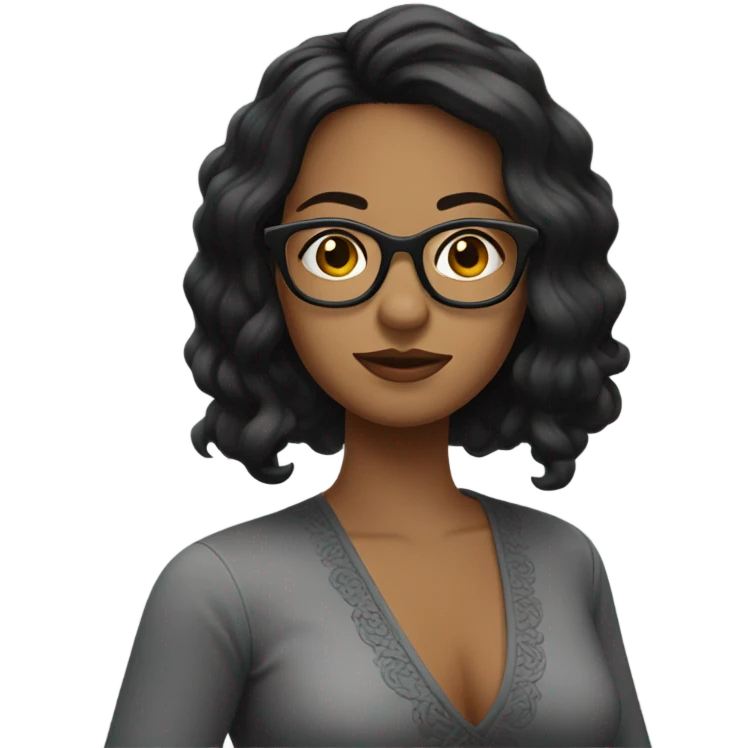 MUJER TRIGUEÑA CON CABELLO NEGRO CORTO Y LENTES  emoji