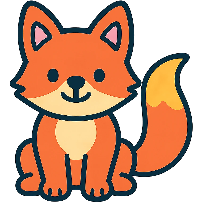 playful animal character in colorful felt icon style with black outlines, vibrant colors, and clear shapes emoji