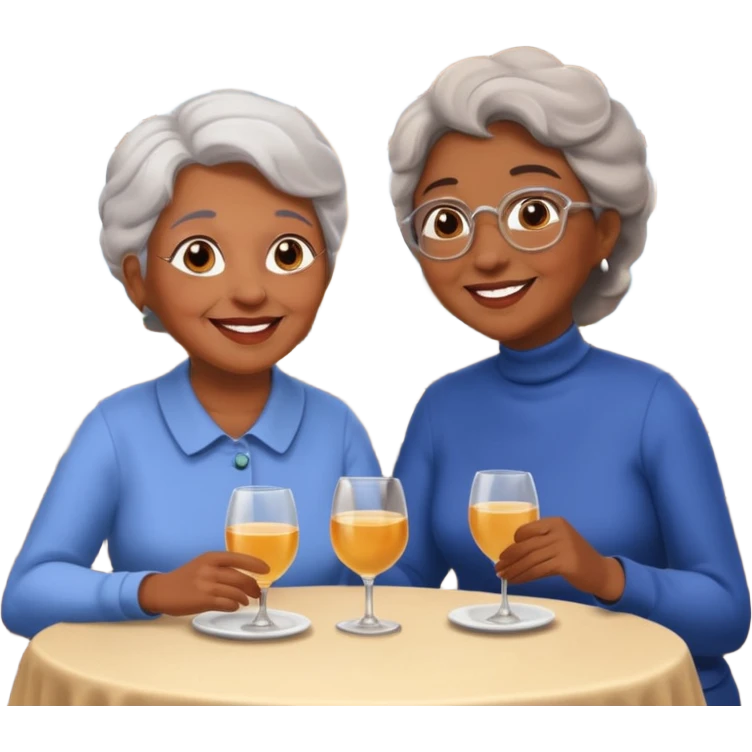 conversación dentro de un restaurant  dos personas y una de las persoans sea una abuela y el otro un adulto de 27 años emoji
