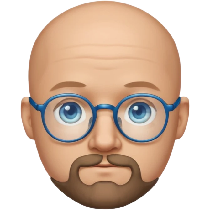 Bald man with glasses and chin puff beard emoji