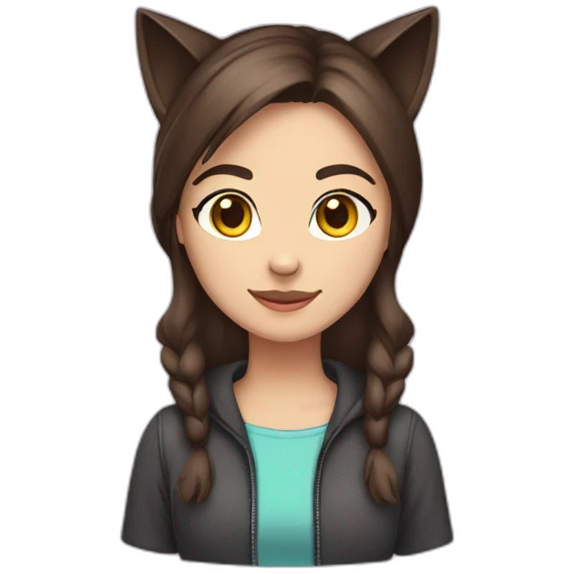 Cat girl (Caucasian with dark brown hair) cat ears emoji