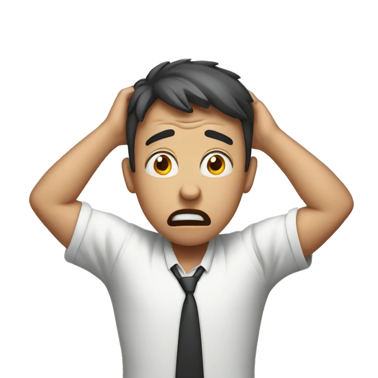 Shocked Guy with his hands around his head emoji