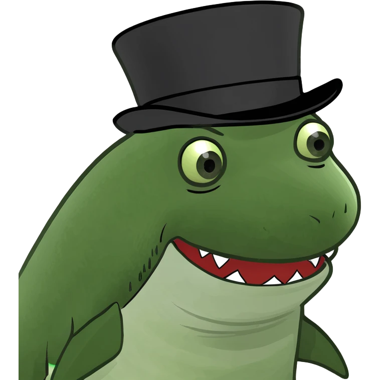 Shark with a top hat emoji